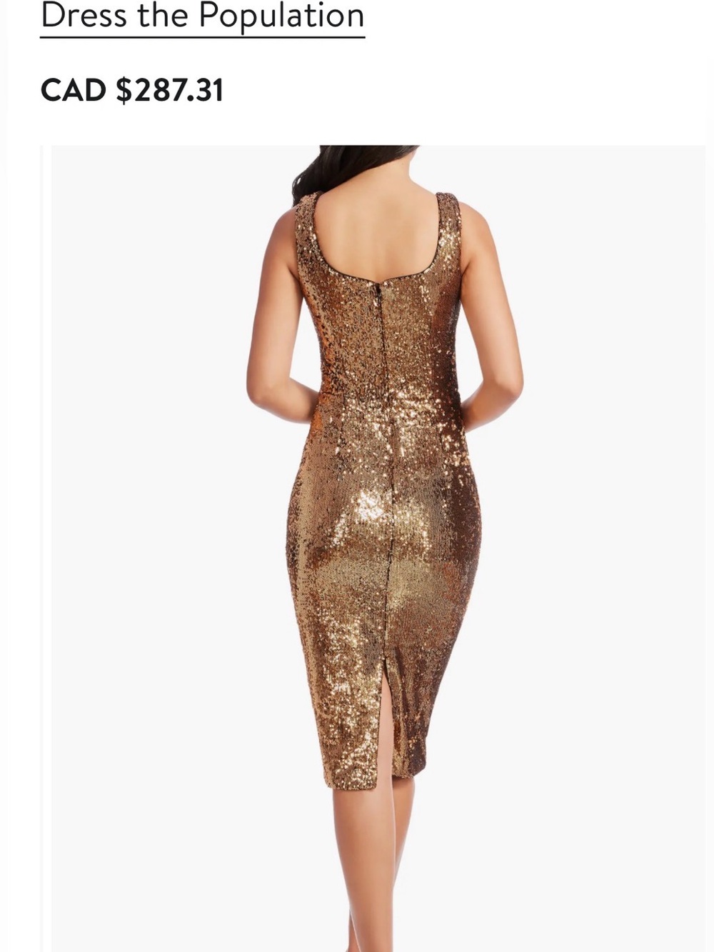 NWT . Dress the population gold dress